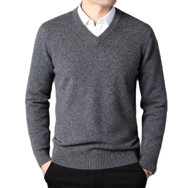 Cashmere Cotton Blend Classic V-Neck Pullover Men Sweater 2025 Autumn Winter Work Casual All-match Jumper Male Knitted Sweaters