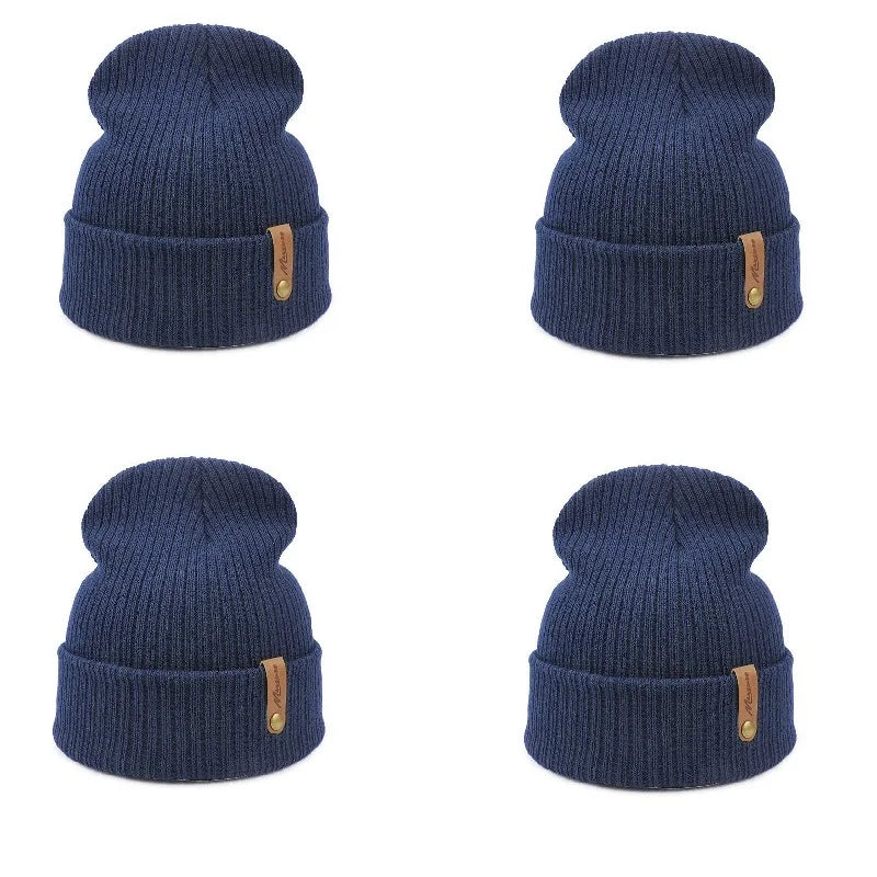 Brand Oohmy Knitted Hats for Men Women, Skullies Caps, Warmer Bonnet, Casual Cap, Monochromatic, Male and Female, Winter, 2024