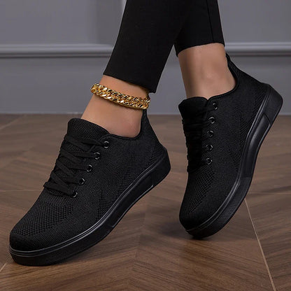 2025 tênis pretos feminino malha casual cidadã esporte sapatos planos meninas respiráveis tênis grossos brancos tenis feminino
