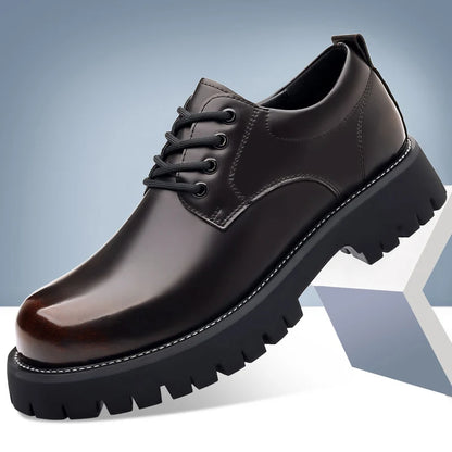 High-quality Thick Bottom Mens Lace Up Round Toe Brown Business Shoes Luxury Brand Oxford Shoes Classic Men Shoes for Wedding