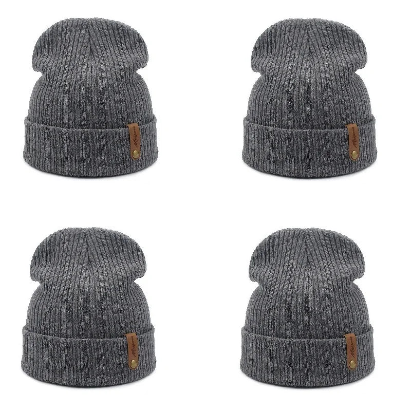 Brand Oohmy Knitted Hats for Men Women, Skullies Caps, Warmer Bonnet, Casual Cap, Monochromatic, Male and Female, Winter, 2024