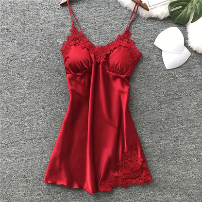 Pajamas sexy da donna da notte da camicie da camicino da donna in seta da donna primavera e estate in seta sottili Halter Halter Service Notte Abiti da notte