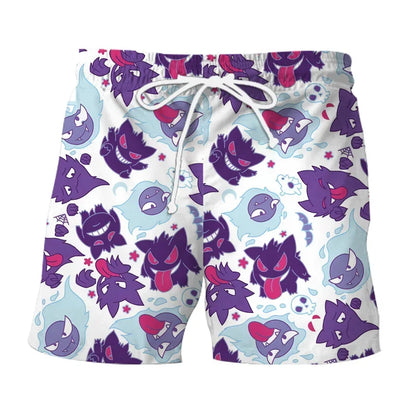 Pokemon Pikachu Gengar Snorlax Shirts floraux Men Femmes Short Short Sleeves Bouton Couple de pyjamas Set Trendy Beach Coat Anime