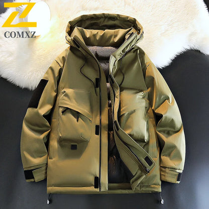 2025 High Quality Men's Winter Jacket Trendy Casual Thickened Graphene Warm Hooded Parka Snow Ski Very Cold Cotton-padded Coat