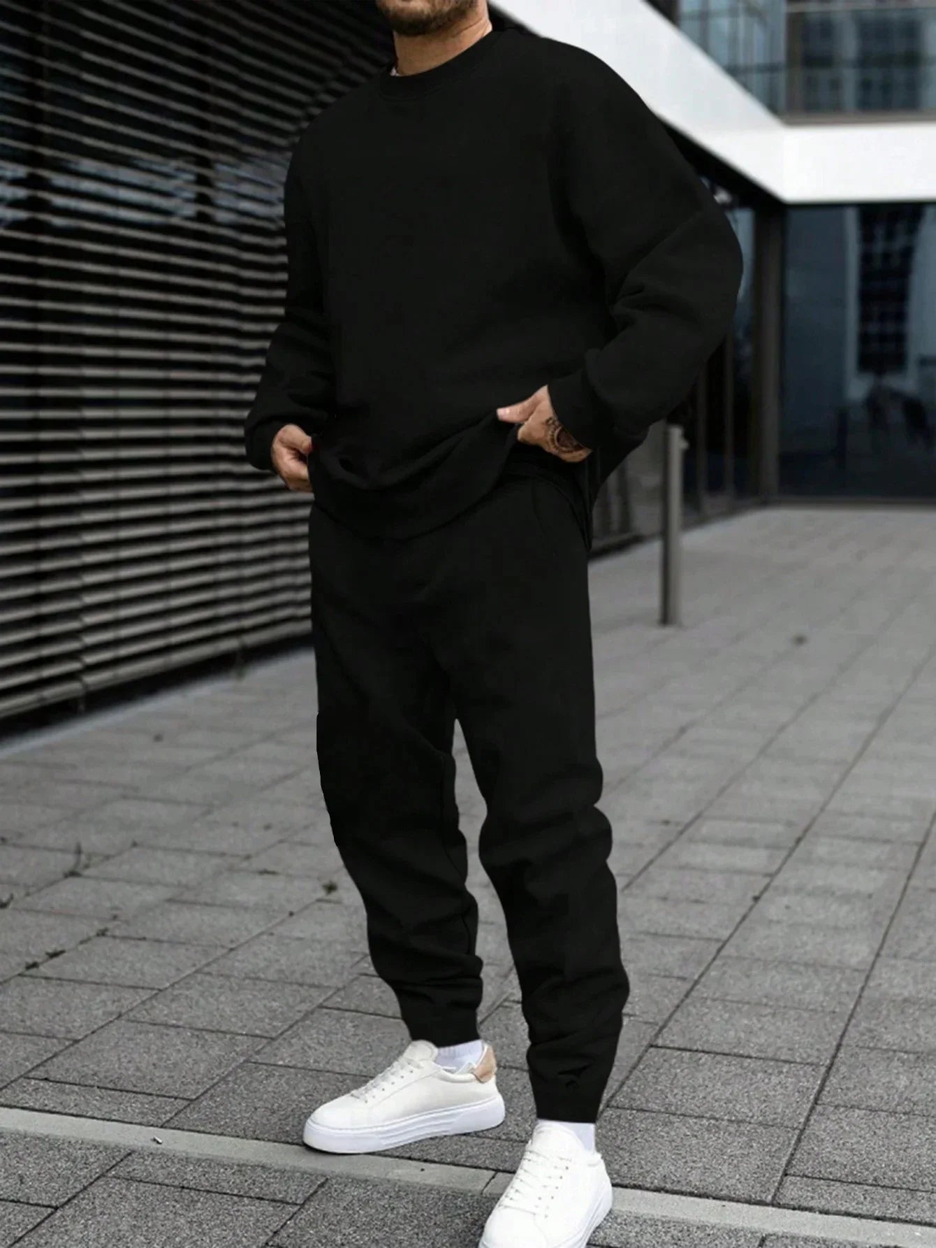 New in Mens Tracksuit Office Home Sweatshirt Sweatpants 2 Pcs Set Casual Jogging Single Piece Tops Pants Man Clothing Streetwear