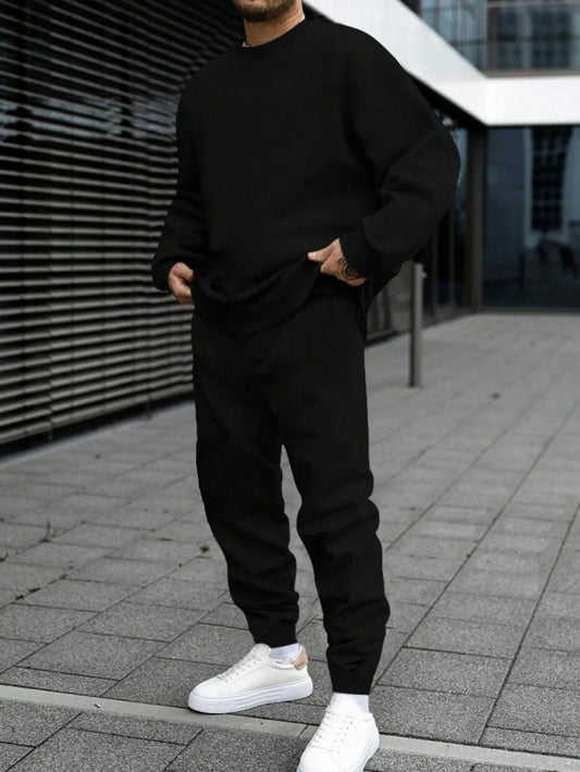 New in Mens Tracksuit Office Home Sweatshirt Sweatpants 2 Pcs Set Casual Jogging Single Piece Tops Pants Man Clothing Streetwear