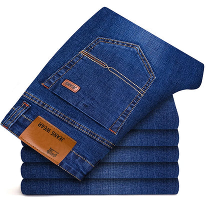 Herbst Classic Herrenanpassung Stretch Jeans Business Cason Cotton Denim Denim gerade Bein Hosen Männliche schwarze blaue Hose