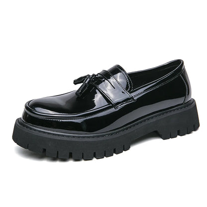 Nye platformsko loafers sko mænd tyksålede bryllupssko sorte formelle forretningssko slip-on læder øger afslappet sko