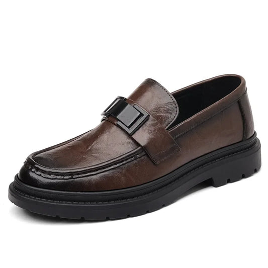 Spring Autumn Slip-On Loafers for Men Fashion Soft Soled Business Men Dress Shoes British Solid Color Designer Leather Shoe Male