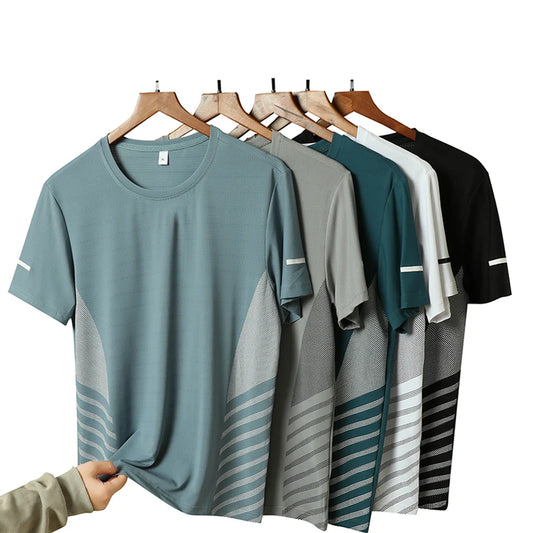 Tricou tricou de rulare pentru mătase de vară mătase subțire de top reflectorizant imprimare rapidă uscată cu mânecă scurtă respirabilă fitness tricou 5xl