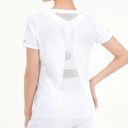 Yoga T-Shirts Women Short Sleeve Quick Dry Breathable Workout Running Sportswear Tees Fitness Gym Clothing Camiseta Mujer
