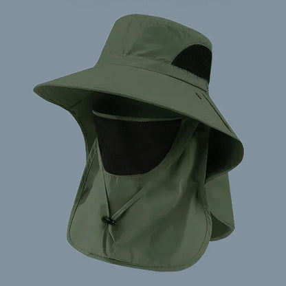 New Wide Brim Sun Cap with Neck Flap for Men Women Adjustable Outdoor 50+UPF Protection Safari Cap Hiking Fishing Breathable Hat