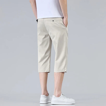 Men's Casual Thin Shorts Elastic Waist Comfortable Fashion Solid Color Straight Slim Breathable Male Clothing Short Pants