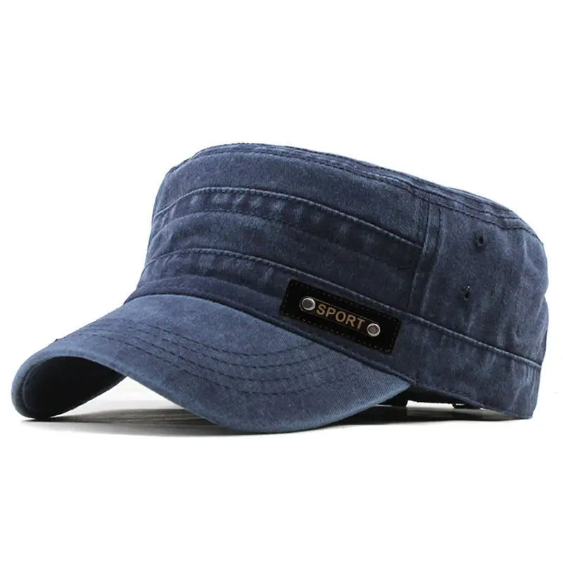 Primavera verano y otoño para hombre nuevo algodón lavable plano a prueba de sol, gorra militar