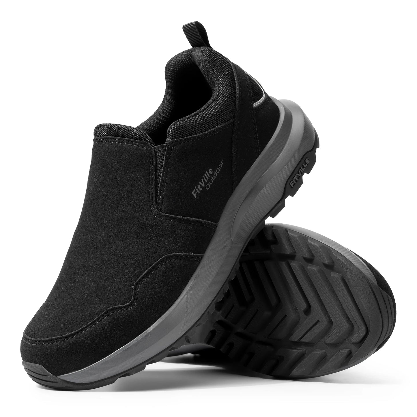 Scarpe da uomo di Fitville ampie escursioni comode slittamento su mocassini vai a piedi e percorsi da ginnastica con supporto ad arco