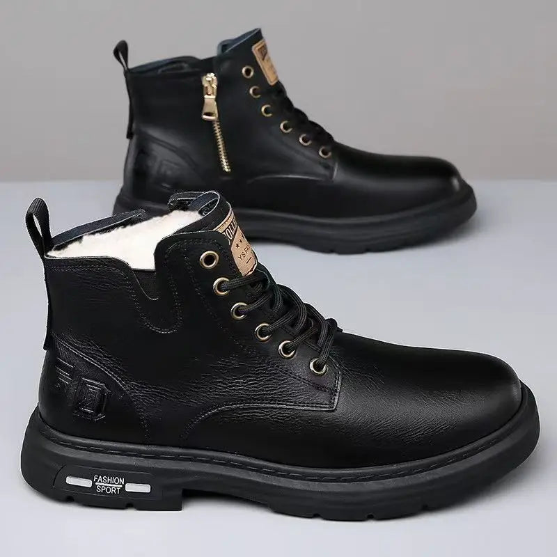 Winter Männerstiefel Trendy Herrenschuhe Britische Frachtstiefel im Freien im Freien vielseitige Freizeitschuhe Mann Schuhe Knöchelstiefel