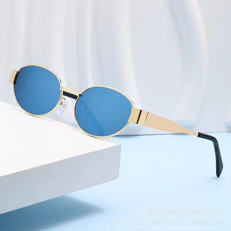 Fashion Oval Sunglasses Women Retro Trend Outdoor Metal Sun Glasses High Quality Classic Men Luxury Brand Eyewear UV400 Goggles