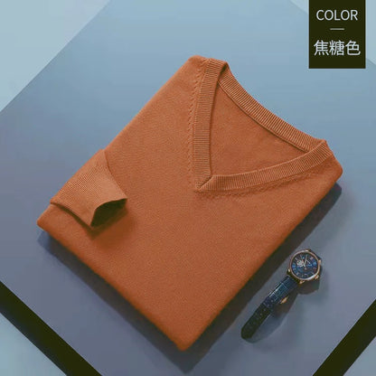 Cashmere Cotton Blend Classic V-Neck Pullover Men Sweater 2025 Autumn Winter Work Casual All-match Jumper Male Knitted Sweaters