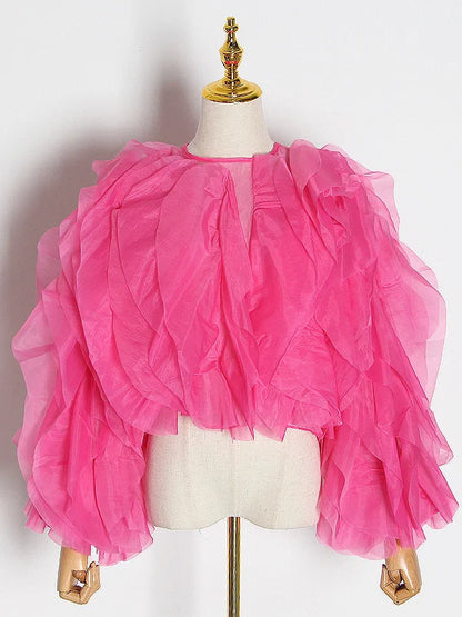 Twotwinstyle elegante patchwork arcesce delle camicette di chiffon donna o collo lanterna a manica lunga camicia sciolta