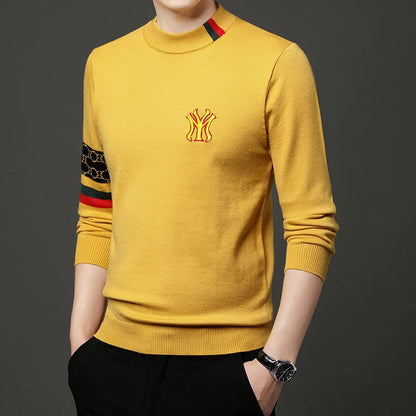 Mode ny 2023 Autumn Winter Casual broderi stickade tröjor tröjor designer o-hals varm jumper män kläder ropa hombre