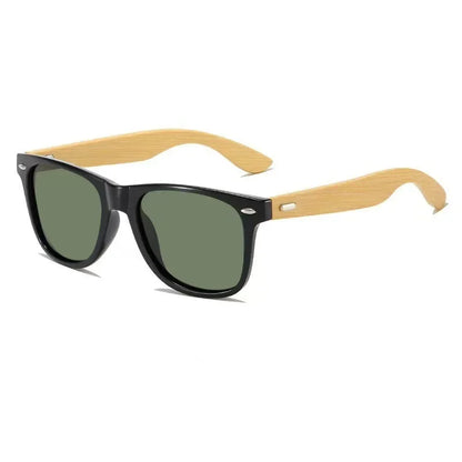 Bamboo bois vintage carré de lunettes de soleil polarisées masculin