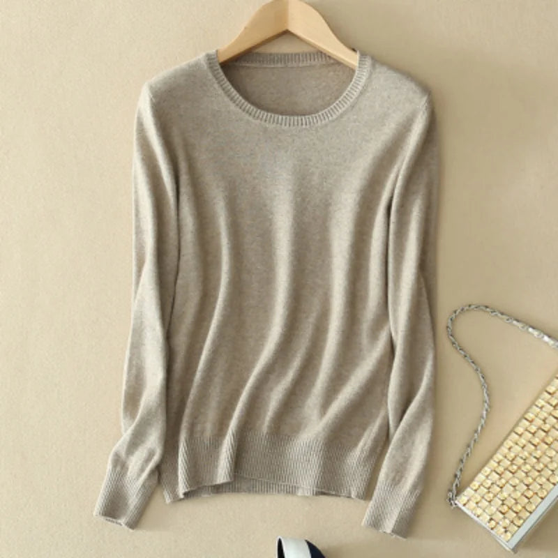 2025 Autumn Winter Sweater Women Long Sleeve O-neck Knit Tops Solid Slim Fit Bottoming Shirt Korean Fashion Pullovers Knitwears