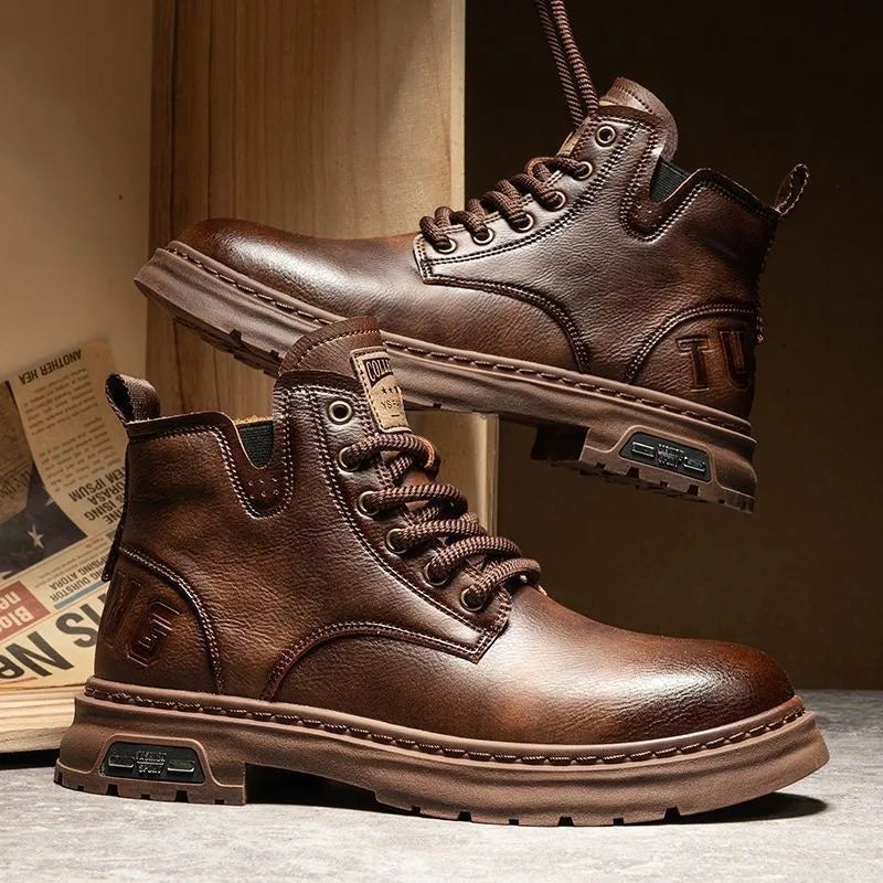 Winter Männerstiefel Trendy Herrenschuhe Britische Frachtstiefel im Freien im Freien vielseitige Freizeitschuhe Mann Schuhe Knöchelstiefel