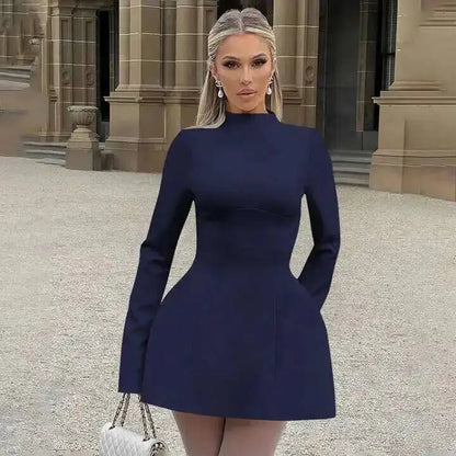 Avrilyaan Button Backless Bodycon Short Sexy A-line Dress Women Nightclub Party Dress Long Sleeve Mini Autumn Dress Vestidos