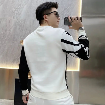 Tendencia versátil otoño nuevo imprenta de cuello de ojo de los hombres insignia de color de contraste