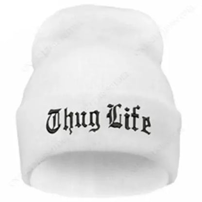 New THUG LIFE Black Letter Beanie Unisex Fashion Hip Hop Mens Beanies Knitted Caps for Women Skullies Gorros Bonnets Hat