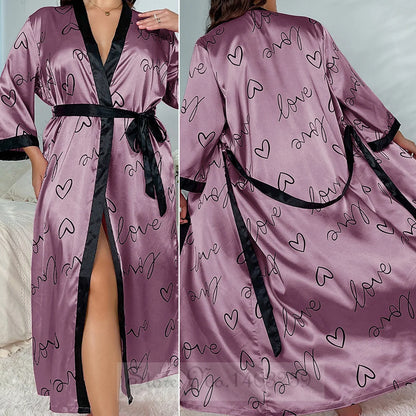 Plus -koko 5xl Nainen pitkä viitta yöpukuinen seksikäs leopardi kimono kylpytakki puku lounge pukeutuvat kevään kesäsatiini -yöasuihin