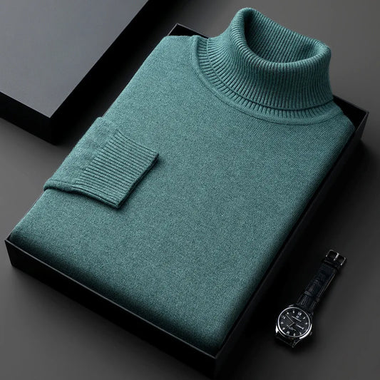 Otoño Invierno Turtlenecio Turtlenecio de tortuga Hombres Color sólido Turtleneck de punto de punto