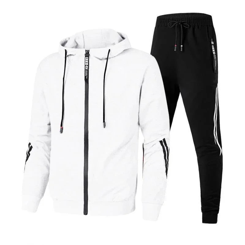 Men's Winter Tracksuit Set Solid Color Hoodies and Drawstring Sweatpants Loose Fit Leisure Sportswear Suit