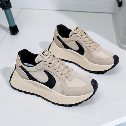 Women Flats Disual Sport Sneakers الخريف أزياء جديدة المشي Comort Women Outdoor Comort Lace-Up Runninng Shoes Zapatillas Mujer