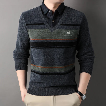Invierno NUEVO SUJETOR DE VELO MENOS Men espesas Ropa de terciopelo a rayas Autumnia de invierno Juques de moda de la moda