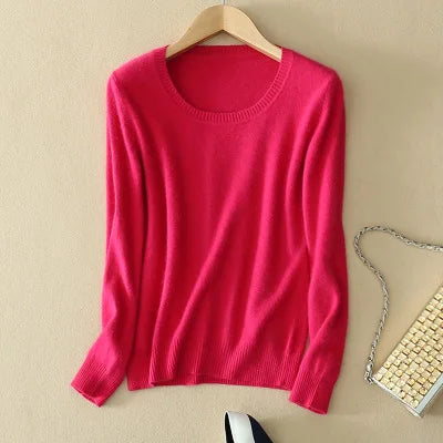 2025 Autumn Winter Sweater Women Long Sleeve O-neck Knit Tops Solid Slim Fit Bottoming Shirt Korean Fashion Pullovers Knitwears