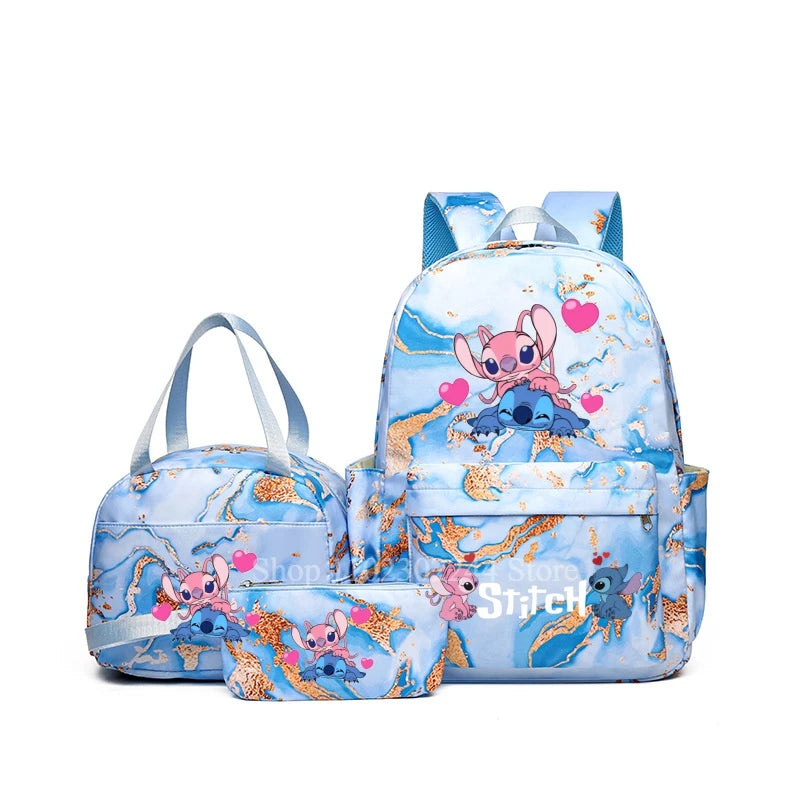 3Pcs Disney Lilo & Stitch Backpack for Girl Student Teenager Anime Print Children Rucksack Birthday Gift Women Casual School Bag