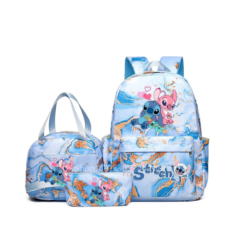 3Pcs Disney Lilo & Stitch Backpack for Girl Student Teenager Anime Print Children Rucksack Birthday Gift Women Casual School Bag