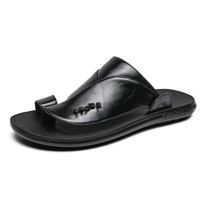 Summer Business Men's Leather Sandals Soft Comfortable Non-Slip Slippers Flip Flops Formal Outdoor Beach Shoes Platform Casual