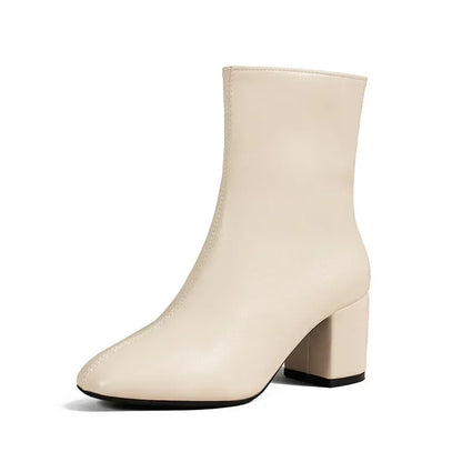 Bottes de cheville blanche pour femmes Side Zipper Stretch Middle Talon grande taille Boot Boot Fashion Point Pointed chaussures Botas de Mujer 2024