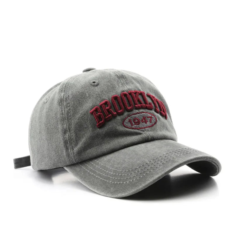 Retro Brooklyn Letter Embroidery Baseball Caps Spring Summer Men Women Cotton Justerbar Casual Hat Hip Hop Streetwear Sun Hats