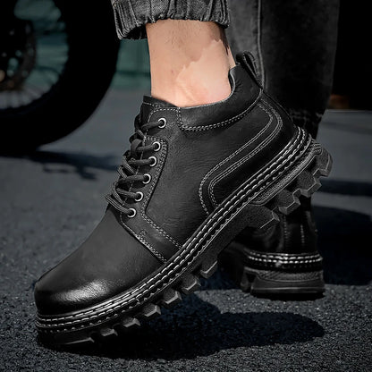 Nowe oryginalne skórzane męskie buty skórzane krowie górne trwałe podesze szorstkie w górę jesienne zimowe buty codzienne rozrywki buty na zewnątrz dla mężczyzny