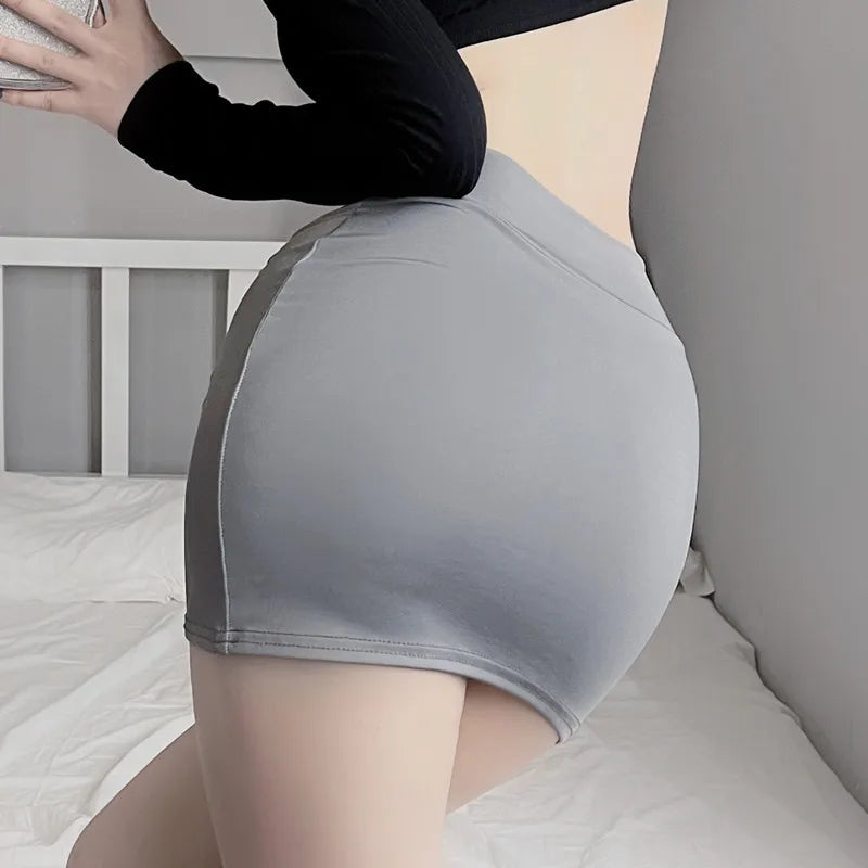Ólínt þunnur pakki mjöðm pils kynþokkafullur sjá í gegnum teygjanlegt þétt miniskirt dömur sæt ís silki sléttur mitti næturklúbbur