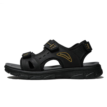 Golden Sapling Summer Shoes Genuine Leather Sandals Outdoor Men's Beach Sandals Leisure Flats Retro Footwear Men Casual Moccasin