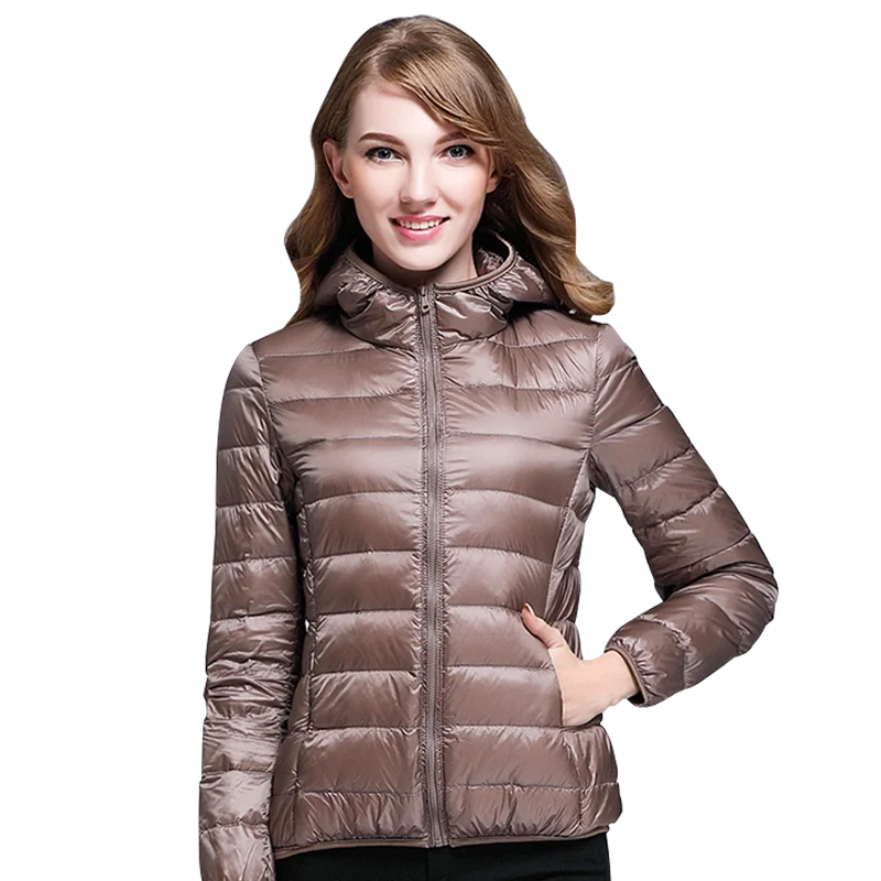 White Duck Down Winter Hoody Jackets Ultra-light Women Down Coats Puffer Long Sleeve Warm Slim Portable Thin Female Outwears 7XL