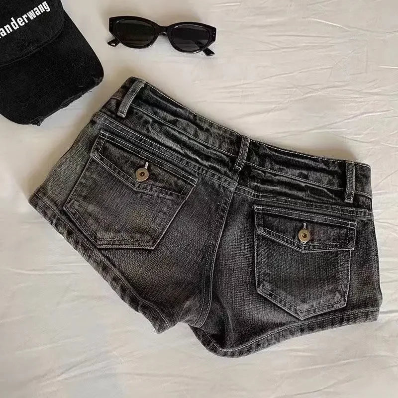 Ženy Y2K Summer Streetwear Gyaru Vintage Coquette Denim Mini Acubi Cowboy Shortů