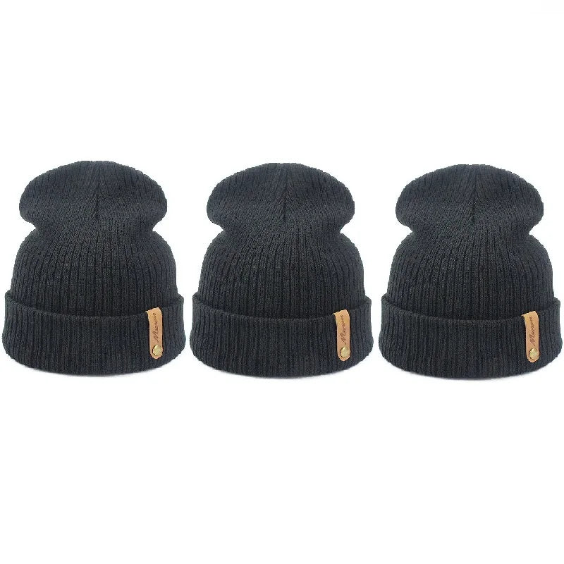 Brand Oohmy Knitted Hats for Men Women, Skullies Caps, Warmer Bonnet, Casual Cap, Monochromatic, Male and Female, Winter, 2024