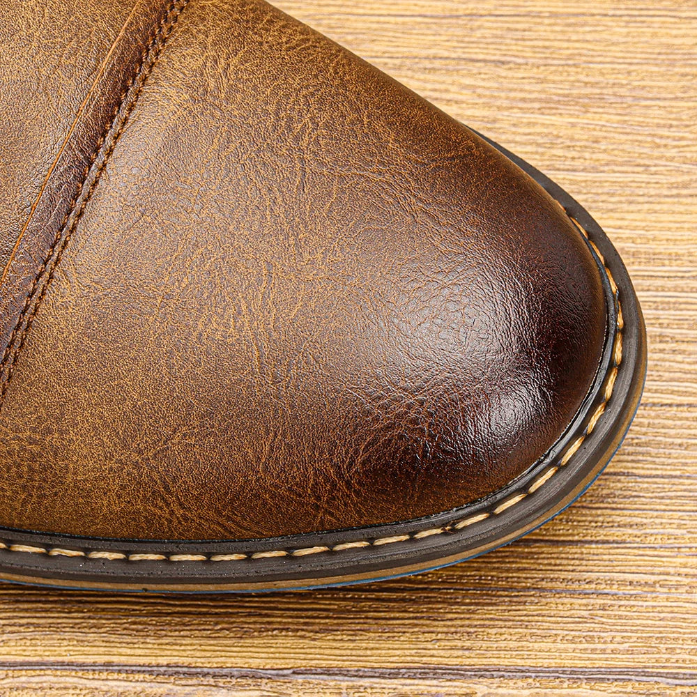 Retro menns casual Derby Shoes 2025 Fashion Leather Footwear New Style Men's Slip-on Comfortable Men Shoes
