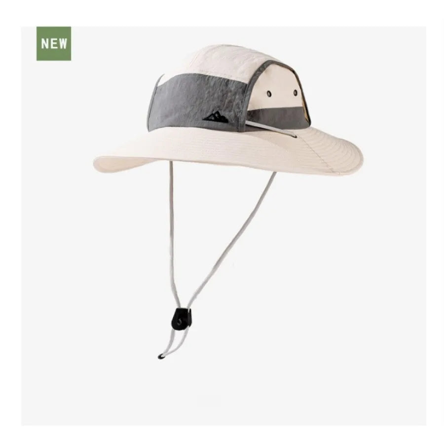 Big Brim Color Blocking Outdoor Sunscreen Mountaineering Cap  Waterproof Fisherman's Hat Men's Riding UV Sun Hat Camping