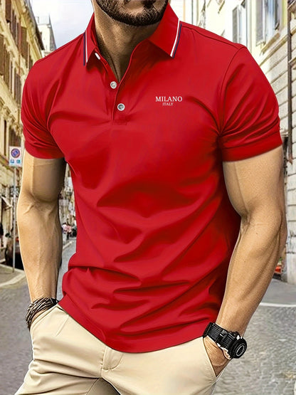 2025 New Men's Polo Milano Italie Lettre imprimé Brevées d'été Braves hommes à manches courtes T-shirt de luxe clair décontracté léger